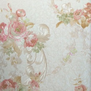 Beige green pink gold color beautiful traditional floral texture background wallpaper