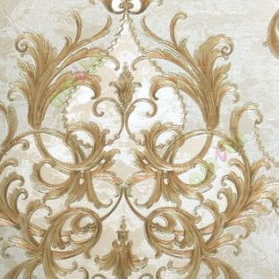 Grey gold green color traditional damask connected with ball chain texture finished carved pattern wallpaper