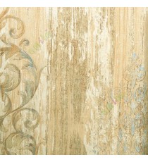 Gold blue beige color traditional pattern vertical texture lines carved finished wallpaper