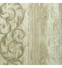 Green beige brown color traditional pattern vertical texture lines carved finished wallpaper