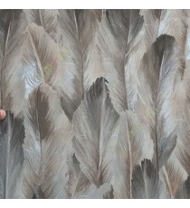 Brown beige grey color big bird feather natural full feather pattern texture carved finished wallpaper