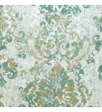 Traditional big damask green blue beige color texture finished palace look pattern wallpaper