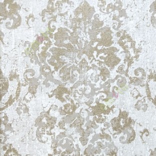 Traditional big damask brown beige green color texture finished palace look pattern wallpaper