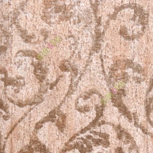 Dark copper brown cream beige color texture finished traditional continue swirls embossed finished wallpaper