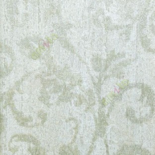 Cream grey greenish blue color texture finished traditional continue swirls embossed finished wallpaper