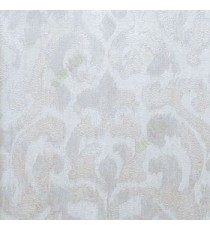 Cream silver grey color traditional patterns with texture finished damask design wallpaper