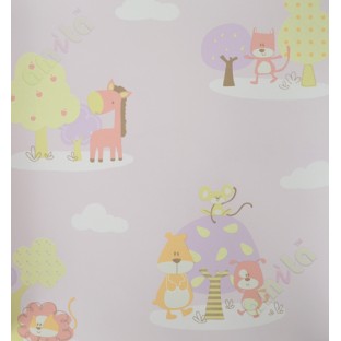 Kids pink purple tree with horse mouse home décor wallpaper