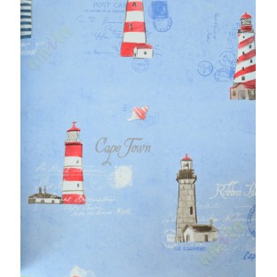Kids red blue lighthouse office stamp conch home décor wallapepr