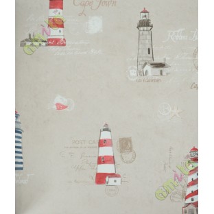 Kids black red beige lighthouse office stamp conch home décor wallapepr