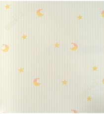 Kids yellow orange star moon vertical stripes home décor wallpaper