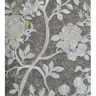 Black grey brown beautiful natural look traditional floral design home décor wallpaper for walls