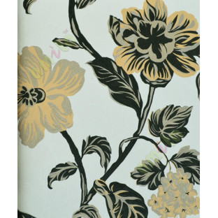 Black white yellow beautiful floral elegant design home décor wallpaper for walls