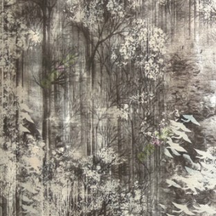 Black cream color natural trees leaf branches flowers beautiful forest patterns home décor wallpaper