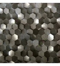 Black grey color geometric hexagon shapes texture surface 3D honeycomb patterns home décor wallpaper