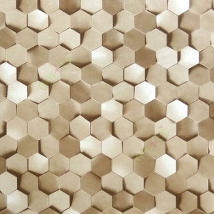 Brown cream beige color geometric hexagon shapes texture surface 3D honeycomb patterns home décor wallpaper