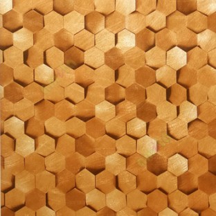 Golden brown beige color geometric hexagon shapes texture surface 3D honeycomb patterns home décor wallpaper