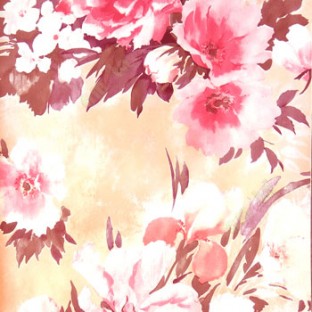Beautiful pink summer japanesse flowers with dark brown leaf floral design wallpaper