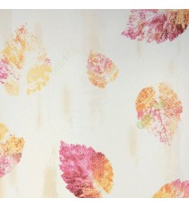 Big dark brown pink yellow color single leaf pattern with beige cream textures background tiles sticked walls with old leaf wallpaper
