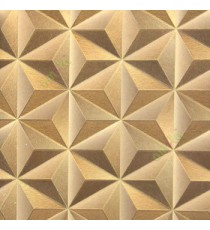 Brown gold cream color traditional star diamond flower carved shapes 3D look finished slant crossing lines texture surface home décor wallpaper