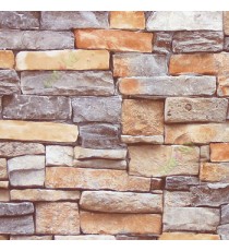Yellow beige black peach color natural stone finished wall 3D look wall cladding texture square rectangular shapes stone home décor wallpaper
