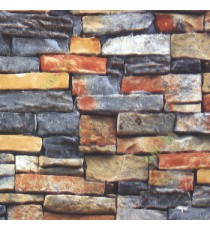 Black red grey cream yellow peach color natural stone finished wall 3D look wall cladding texture square rectangular shapes stone home décor wallpaper