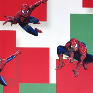 Red green white black blue color spiderman since 1962 square shapes color combination texture finished background kids home décor wallpaper