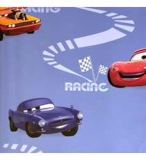 Blue red orange white black white color racing car end and start flag teeth cute eyes roads headlight tires wheels luxury cars home décor wallpaper