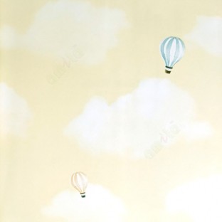 Beige blue white white color Old fighter plane isolated air ballon propeller plane clouds home décor wallpaper