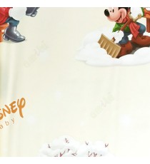 Red brown orange pink white color disney characters mickey mouse fork snow key boots mufflers cute eyes big trees kids home décor wallpaper