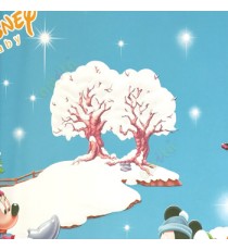 Blue white orange pink brown black color disney characters mickey mouse fork snow key boots mufflers cute eyes big trees kids home décor wallpaper
