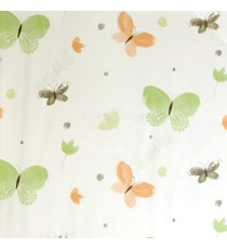 Green orange black white color butterfly flowers small circles texture surface cotton buds colorful insects kids home décor wallpaper