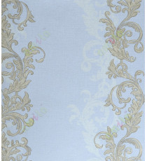 Blue gold silver color beautiful floral design home décor wallpaper for walls