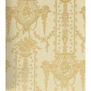 Solid dark gold colour traditional hanging floral vask home décor wallpaper for walls