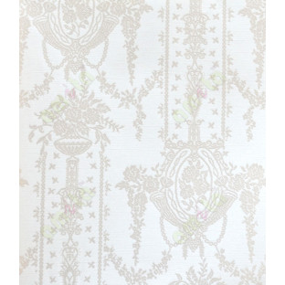 Pure white gold color with sparkles color traditional hanging floral vase home décor wallpaper for walls