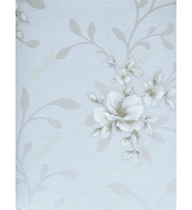 Grey white brown horizontal stripes with beautiful natural floral design home décor wallpaper for walls