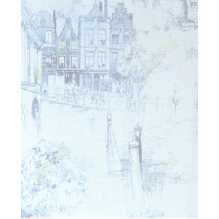 White blue black color beautiful sketch pattern home décor wallpaper for walls