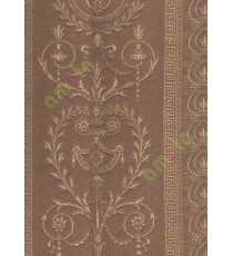 Brown traditional design with vertical floral line design home décor wallpaper for walls