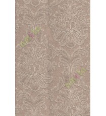 Brown natural big floral motif design with self texture home décor wallpaper for walls