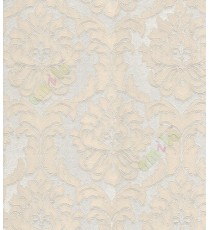 Silver beige cream natural big floral motif design with self texture home décor wallpaper for walls