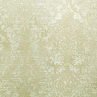 Beige gold color traditional big and busy damask pattern embossed carved finished wallpaper
