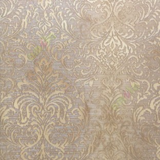 Brown and gold color traditional big and busy damask pattern embossed carved finished wallpaper