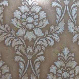 Brown grey color natural big damask texture lines embossed designs traditional pattern wallpaper