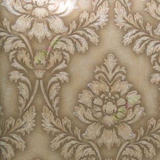 Cream gold color natural big damask texture lines embossed designs traditional pattern wallpaper
