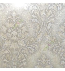 Grey cream color natural big damask texture lines embossed designs traditional pattern wallpaper