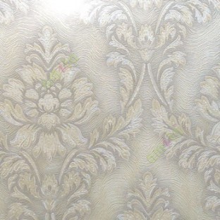 Grey cream color natural big damask texture lines embossed designs traditional pattern wallpaper