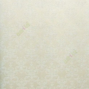 Beige color small traditional damask self design embossed finished texture surface with vertical thin lines wallpaper