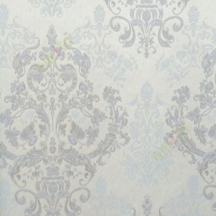 Grand look silver beige color traditional design damask design texture surface with glitters vertical thin lines wallpaper