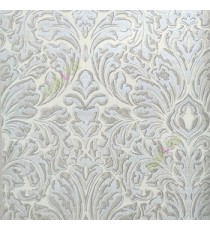 Very big damask design grey beige texture finished embossed floral leaf traditional pattern wallpaper