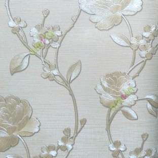 Grey silver color beautiful rose flower with long supporting stem leaf and small daisy flower pattern wallpaper