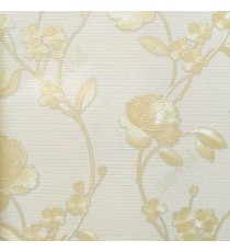 Cream grey gold color beautiful rose flower with long supporting stem leaf and small daisy flower pattern wallpaper